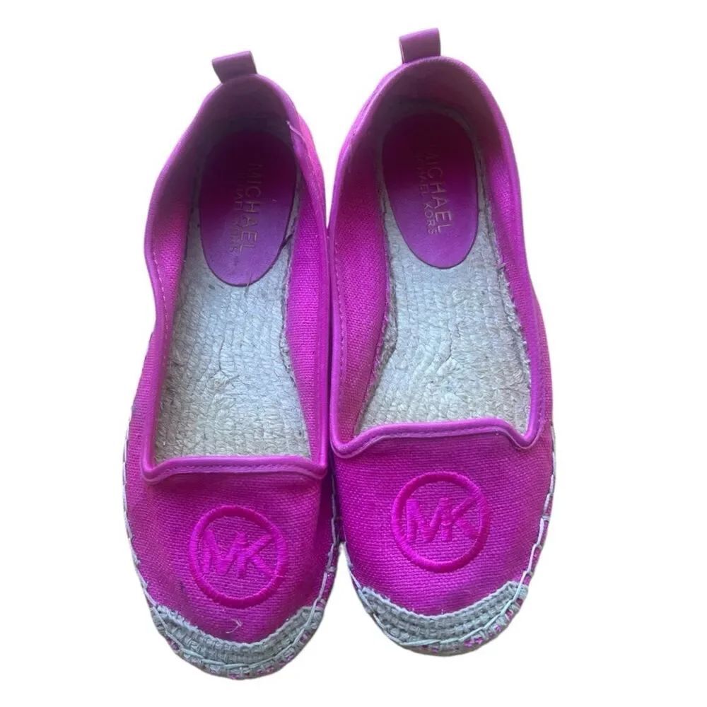 Michael Kors Pink Espadrille MK Logo Canvas SlipOn Summer Resort Coastal Shoes 5